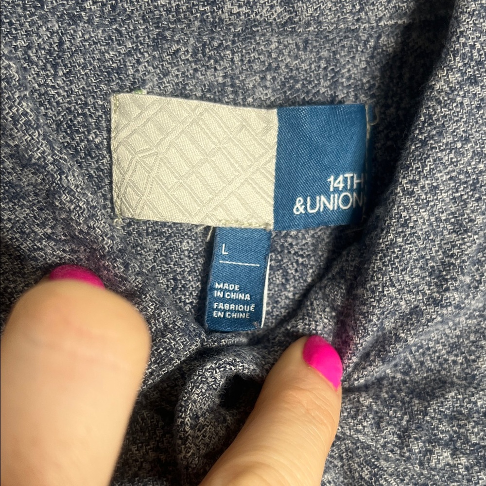 14th & Union Heathered Blue Long-Sleeve Button-Up Shirt - Picture 2 of 3